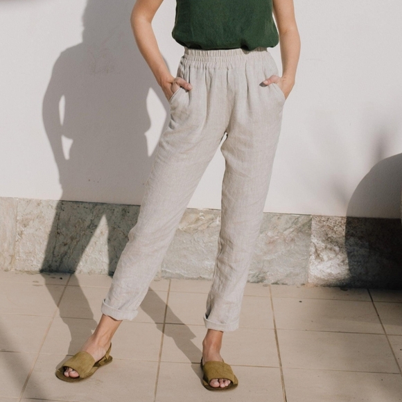 Loose Linen Pants, Dusky Florals, Women's Size M/L - Picture 11 of 15